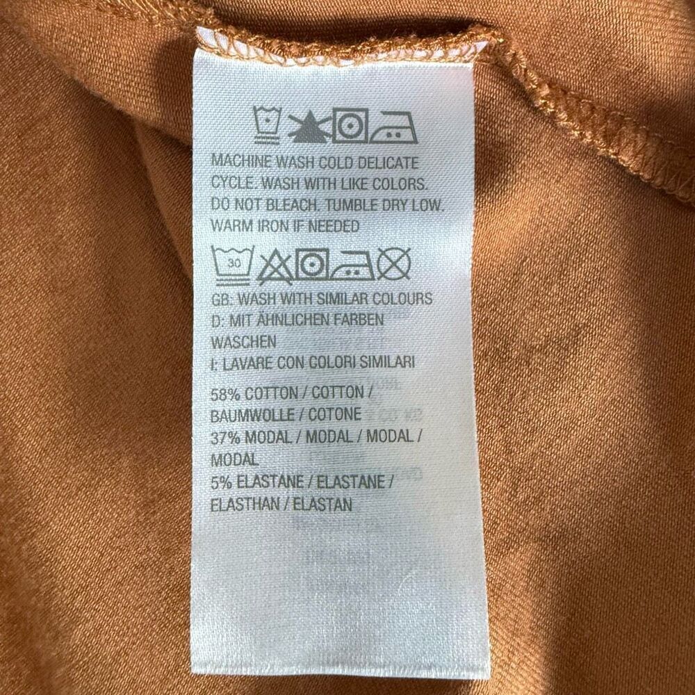 Isaac Mizrahi Live Caramel Color Square Neck Tshirt M - Picture 6 of 7